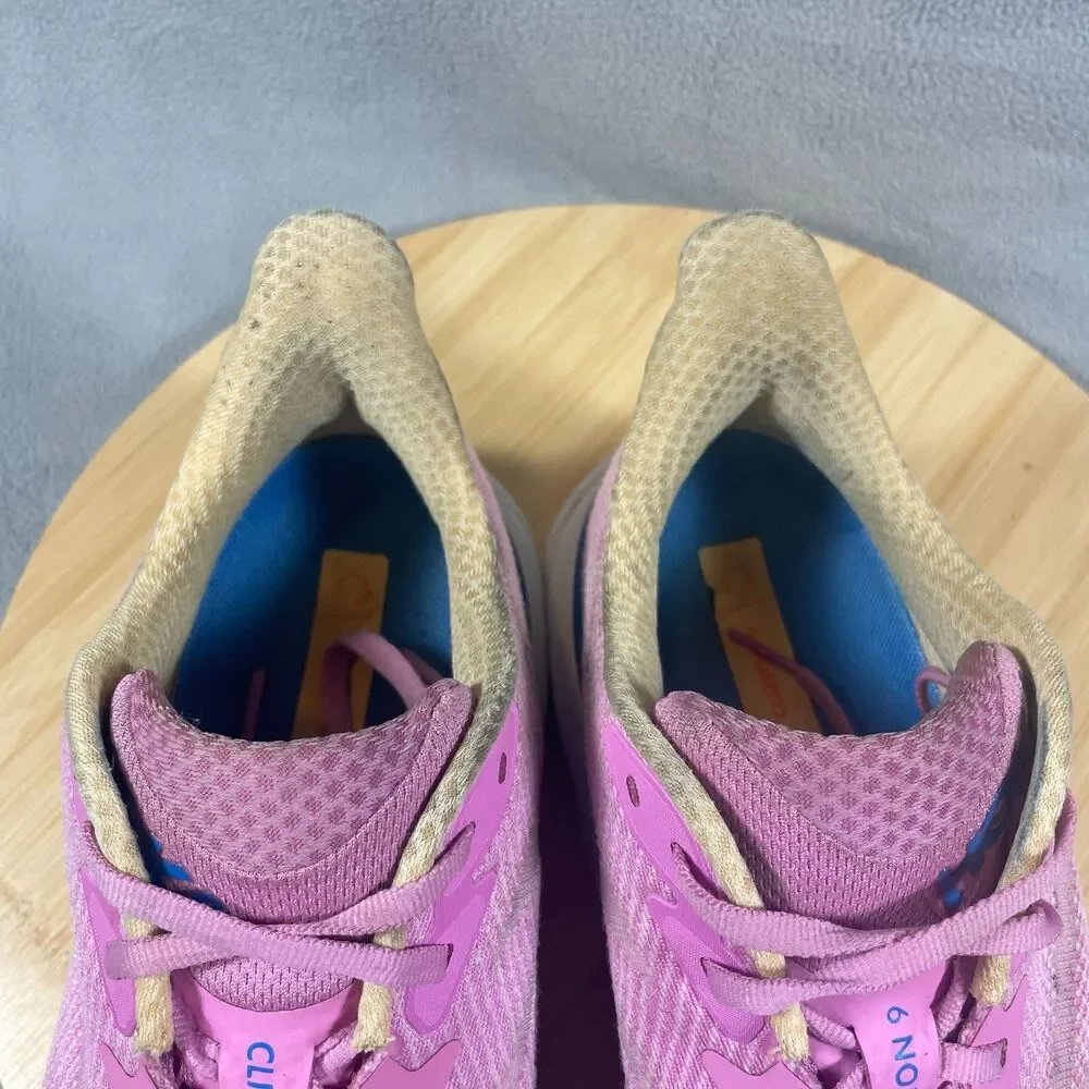 Hoka Clifton 9 Womens Size 10 B Pink Blue Athletic Sneakers Running Shoes